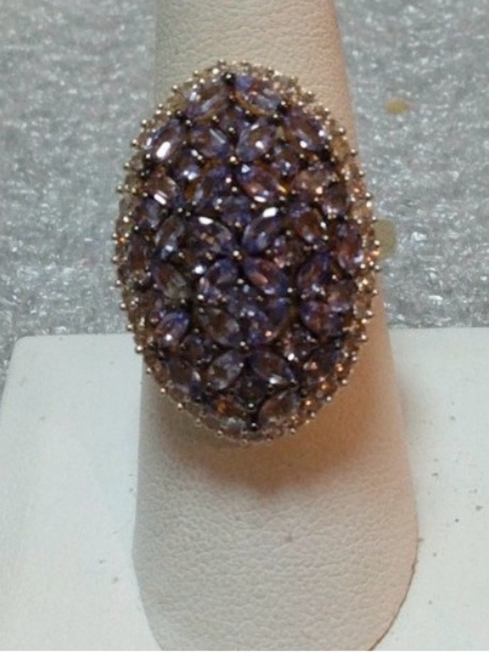 SOLD // 4 CTW Oval Tanzanite Cluster Statement Ring • Size 8 - Picture 2 of 6
